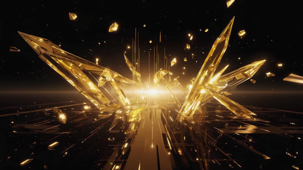 Abstract Gold Crystals Background