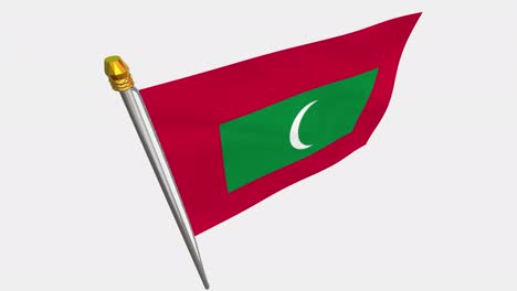 loop video of maldives flag  fluttering in the wind, slow motion video of 4k , with alpha channel