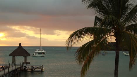 sunset at the beach in balaclava, mauritius, indian ocean