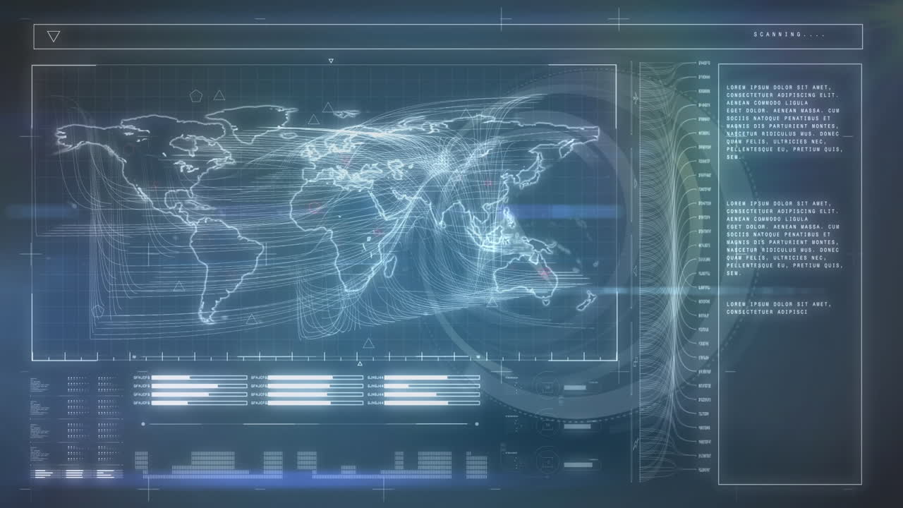 animación de la interfaz digital sobre un fondo oscuro