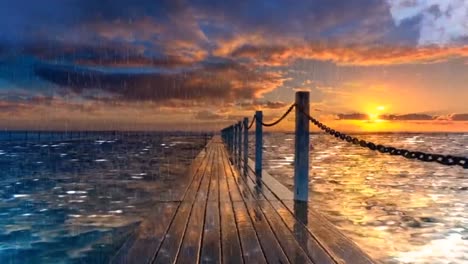 conceptual animation video of a railing with one side stormy weather and another side is bright sunny day video