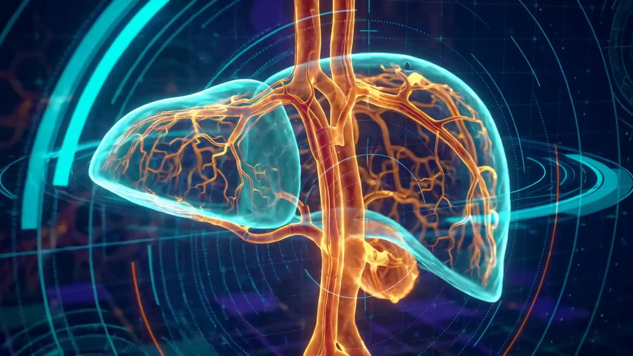 Digital Medical Scan Of Human Liver Anatomy With Soft Cinematic Lighting