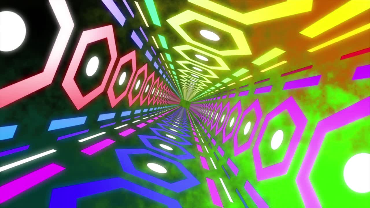 tunnel al neon colorato