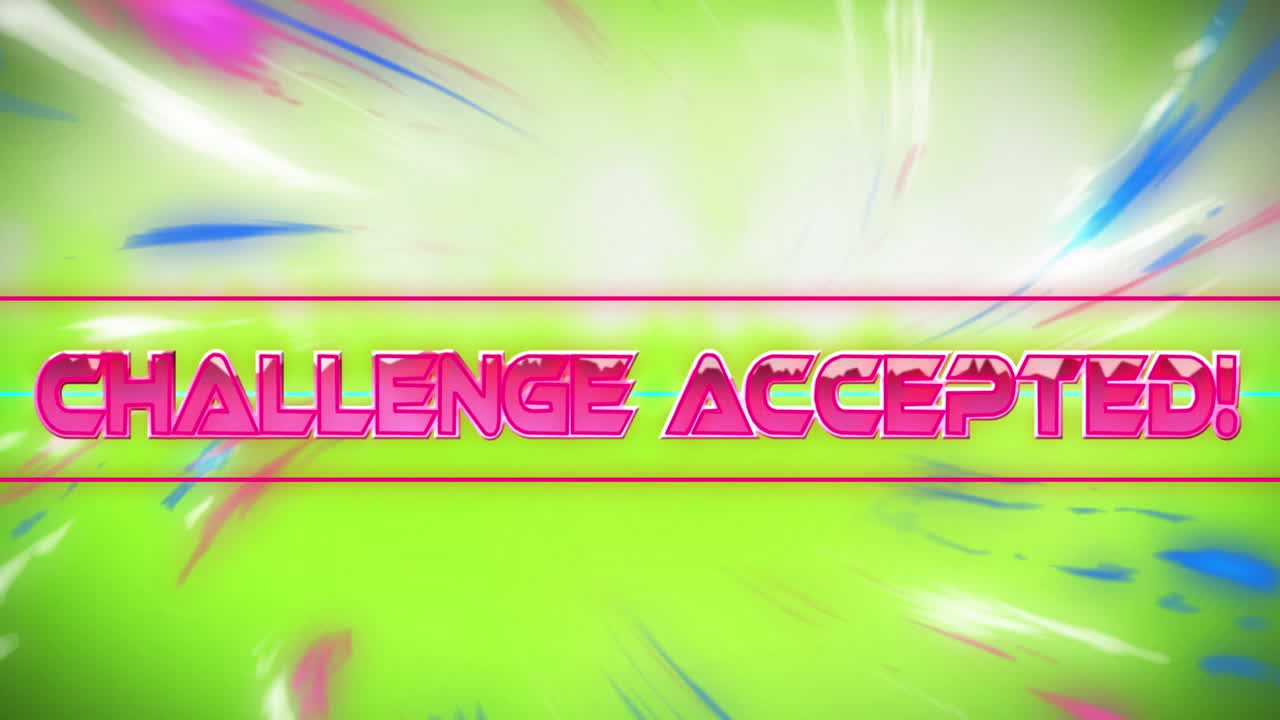 Animation of challenge accepted in digital colorful abstract space