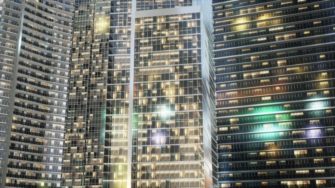 vista aérea de edificios de gran altura brillantes gran ciudad