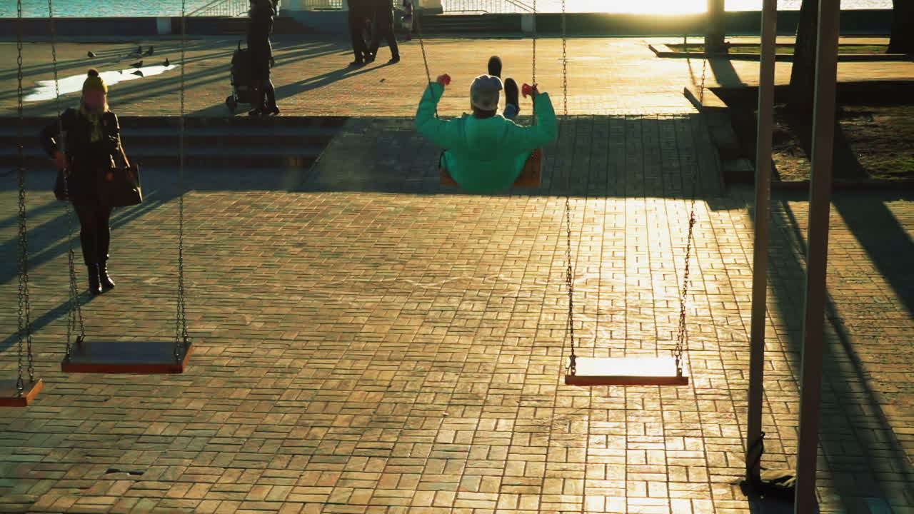 Swing for children. Slow Motion
