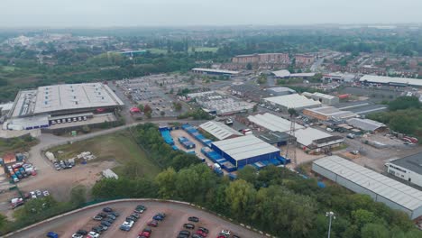 aerial view of industrial area and suburban landscape