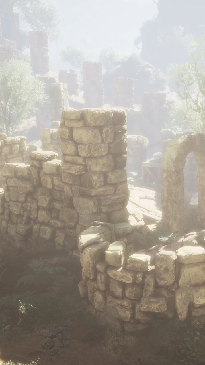 Serenity of ancient ruins bathed in gentle morning light