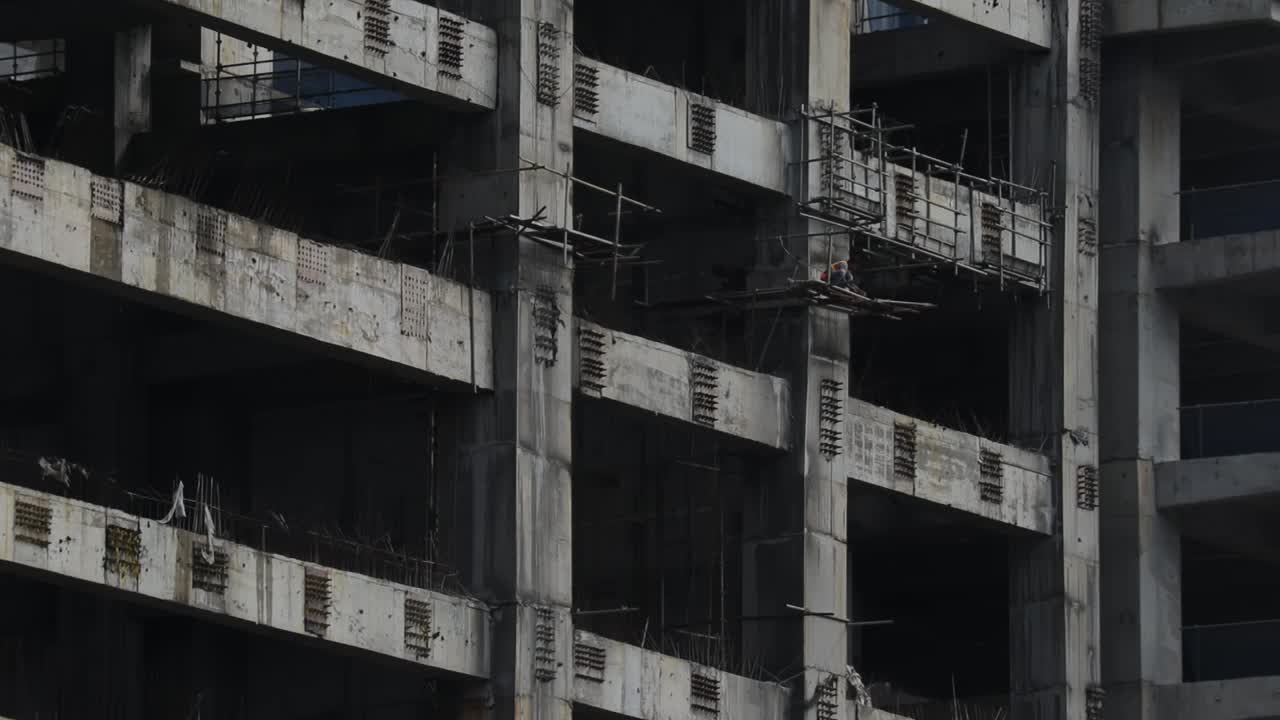 hombres que trabajan en el piso alto del sitio de construcción