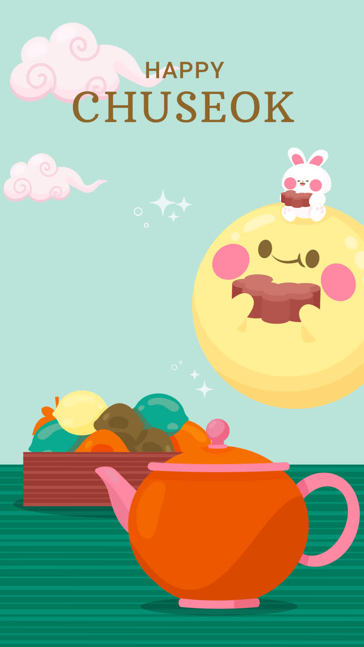 한국의 소크 축제 축하를 위한 평평한 배경의 애니메이션