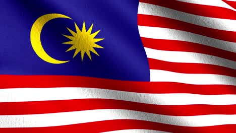 seamless loop 4k vdo. malaysia national flag blowing in the wind isolated. official patriotic abstract design. 3d rendering illustration of waving sign symbol.