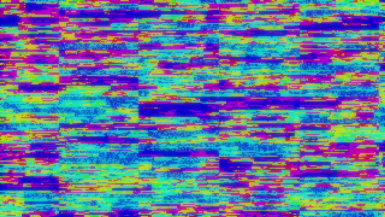 Rows of colorful rectangles flickering and flashing against blue background