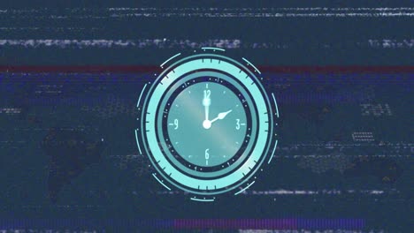 animation of clock moving fast over screen with glitch