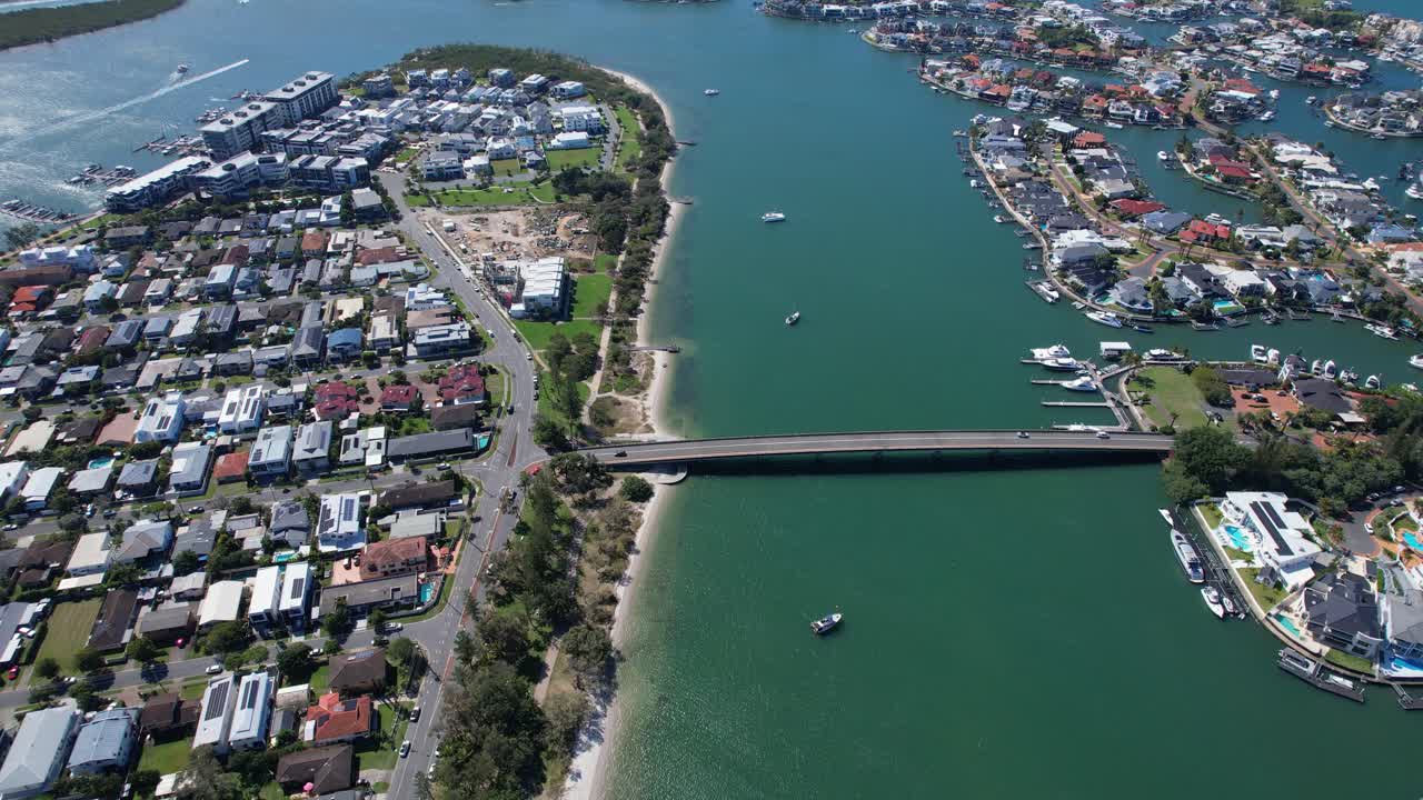 Aerial View Of The Sovereign Islands And Paradise Point Area In Queensland, Australia