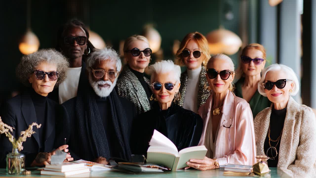 A Stylish Gathering of Distinguished Individuals: Celebrating Grace and Elegance in Fashion, Timeless Beauty, and Confidence Among a Diverse Group of Remarkable People Wearing Sunglasses