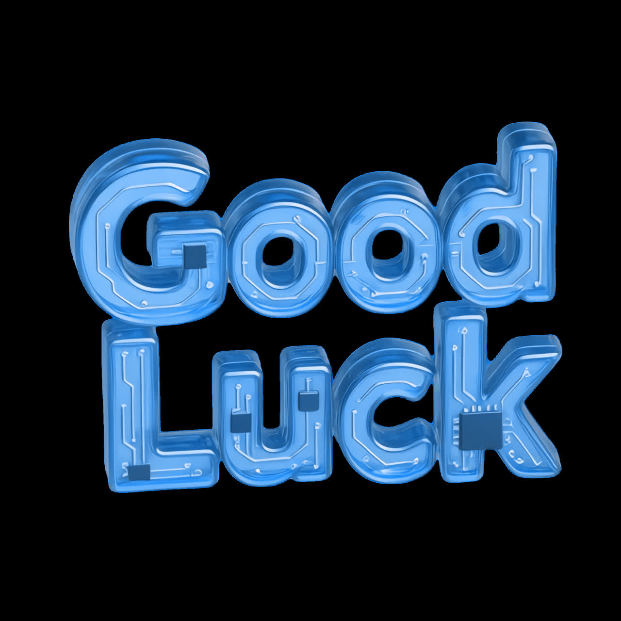 Futuristic digital luck message animation isolated asset, transparent 4K video, alpha channel