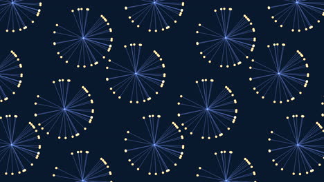 Random fantasy circles pattern with neon glitters on black gradient