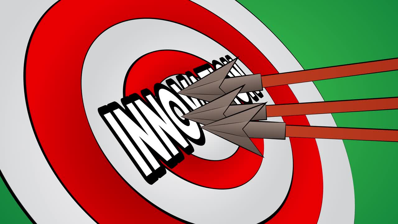 화살표는 텍스트 혁신으로 황소의 눈을 맞았습니다.