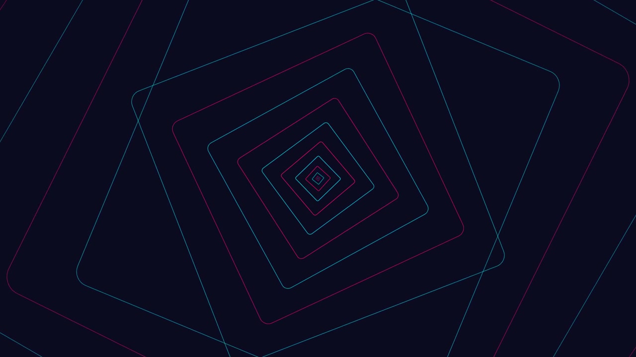 Abstract Motion Background with Rotating Neon Square Lines