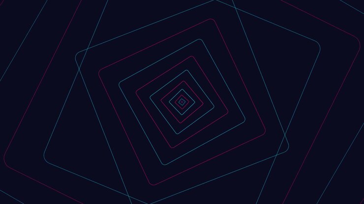Abstract Motion Background with Rotating Neon Square Lines