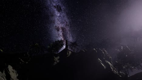 la galaxia de la vía láctea sobre las paredes del cañón de piedra arenisca