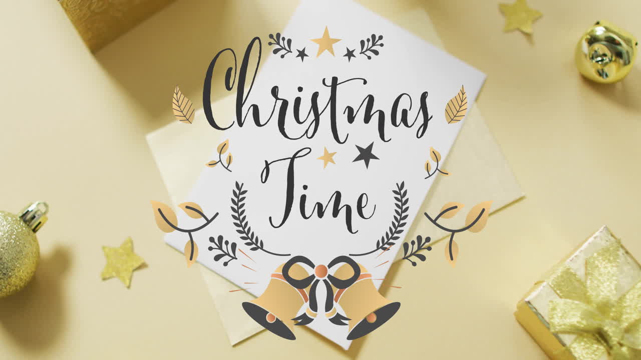 animación del texto de la época navideña sobre las decoraciones navideñas