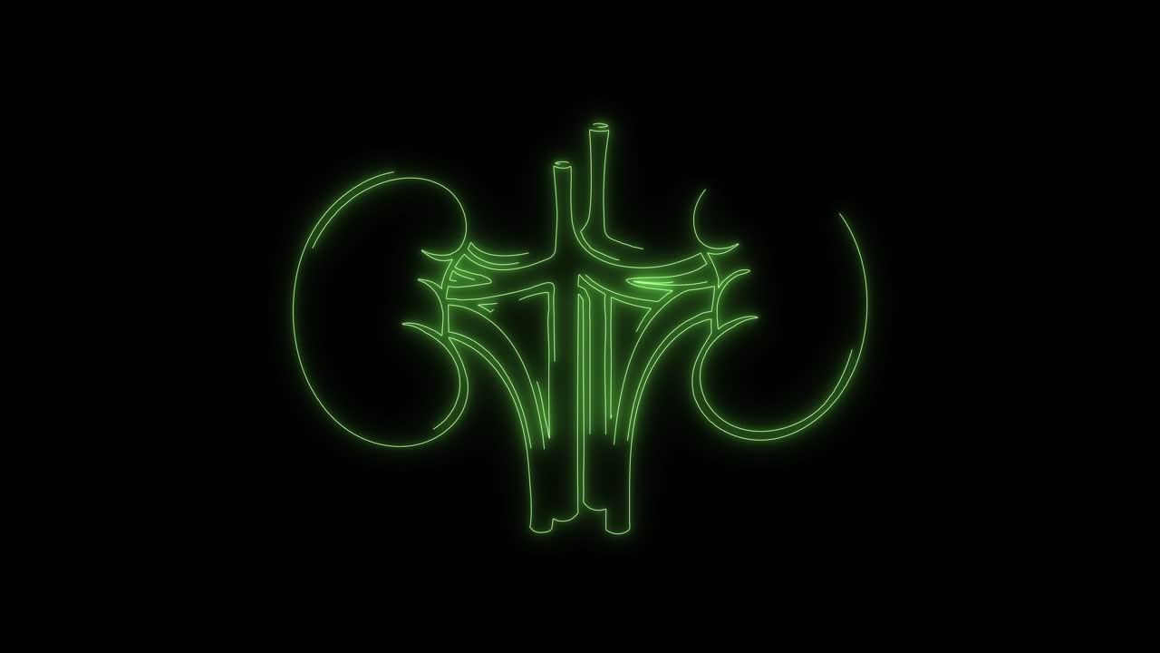 Neongrøn konturanimation af menneskenyrer