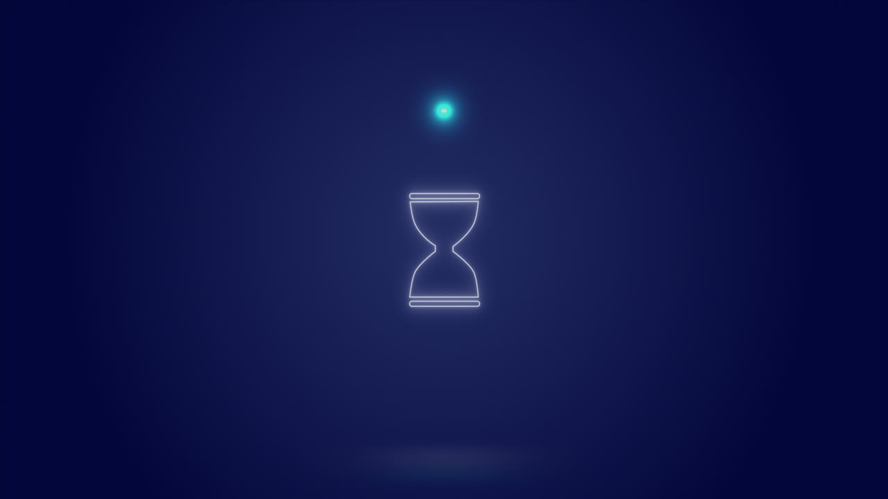 Animation of processing circle and hourglass over navy background