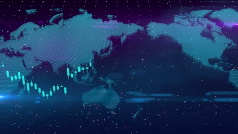global economy world map stock market animation
