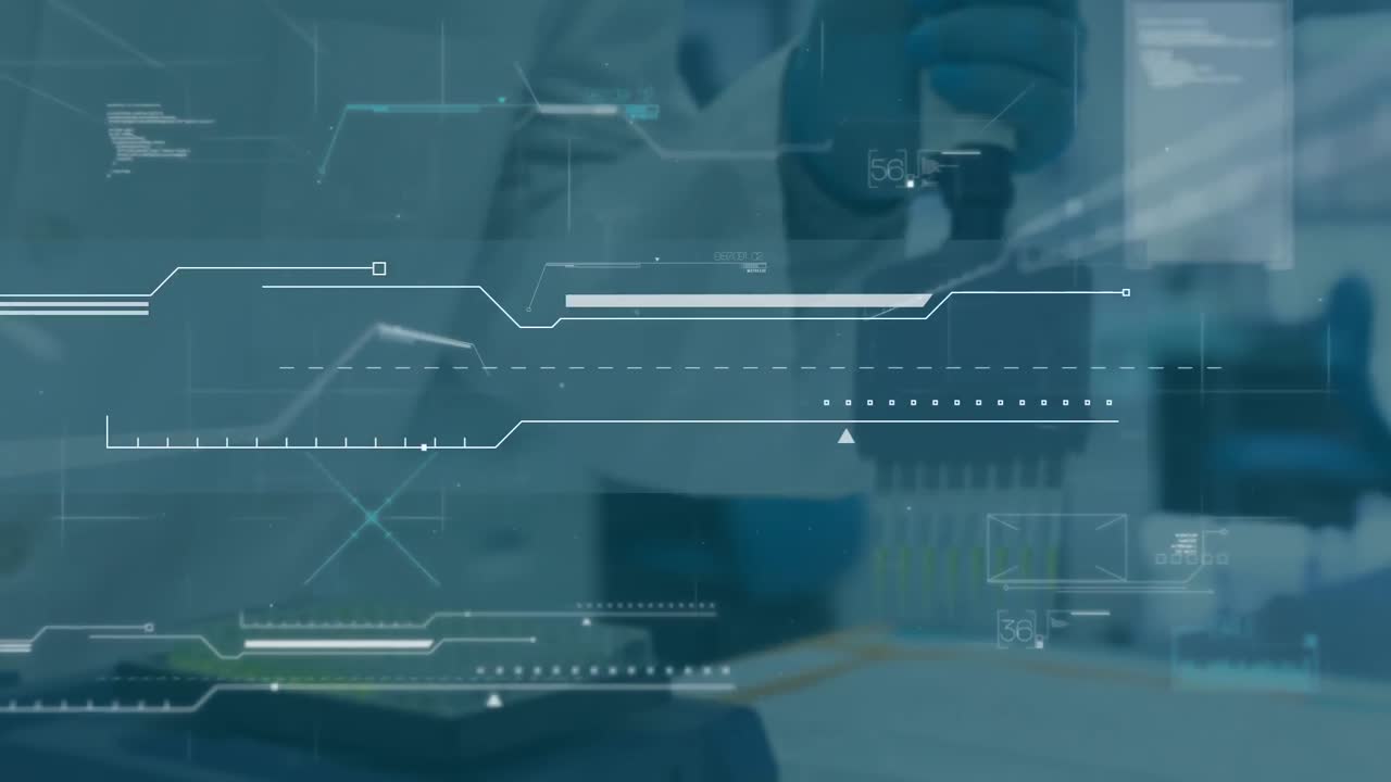 실험실에서 과학자에 대한 과학적 데이터 처리의 애니메이션