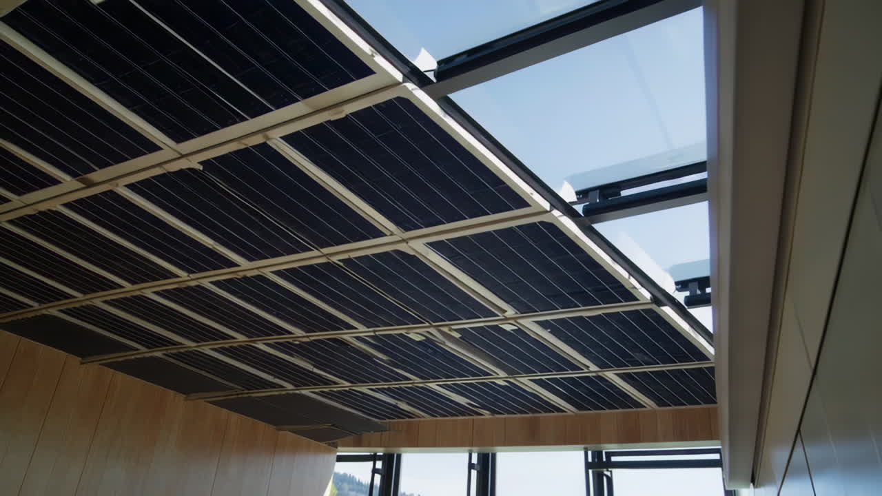 Modern Sustainable Home with Large Windows and Solar Panels