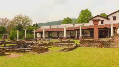 the garden at the schwarzenacker roman museum in homburg, germany.