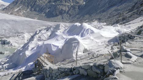 ice grotto on the rhone glacier in switzerland