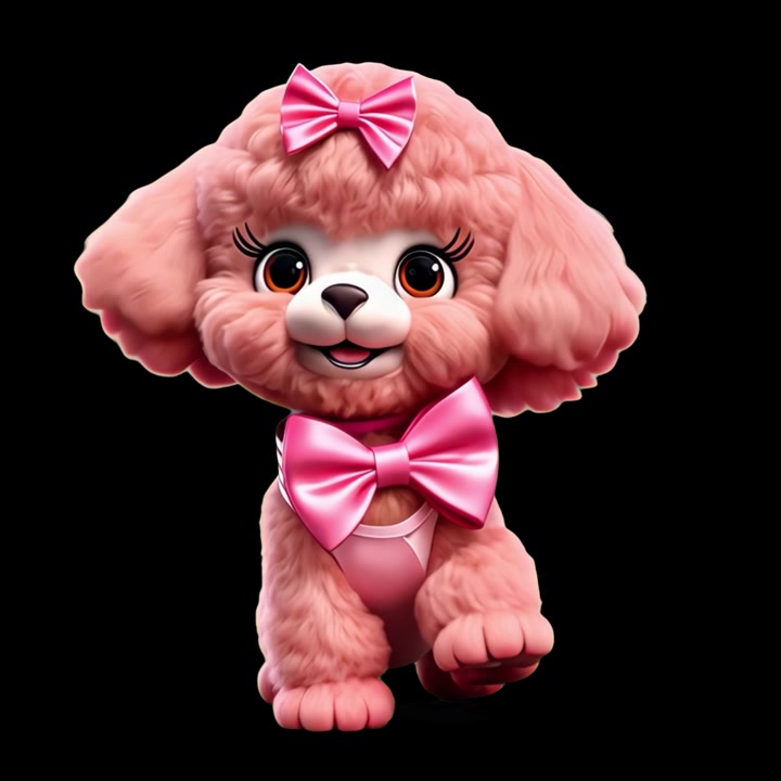 Adorabile Cucciolo di Barboncino Rosa Animato con Fiocchi