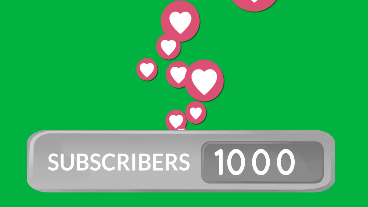 Heart icons and subscribers counter 4k