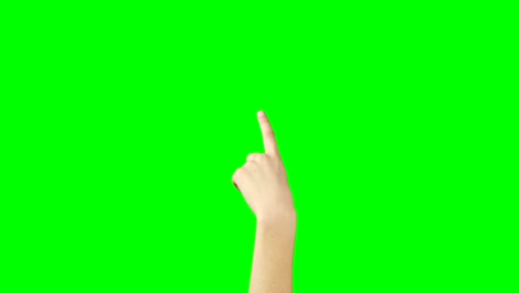 persona haciendo un gesto de la mano contra el fondo de la pantalla verde