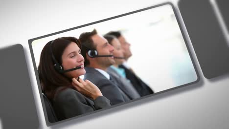 montaje de trabajo en equipo de negocios