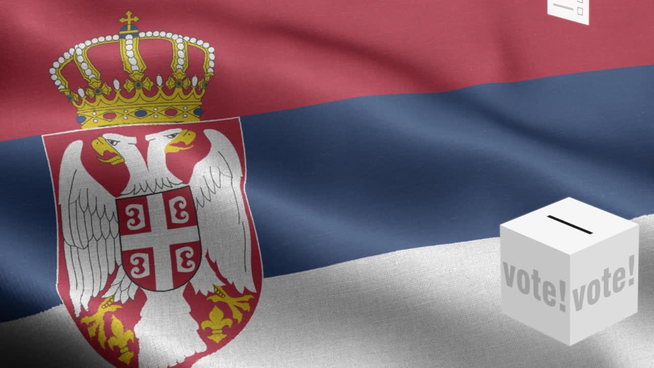 세르비아를 위한 투표용지 선택 - 발 앞에 있는 투표용지 - 선거 - 투표 - 세르비아의 발 - 세르바이아 발 높은 세부 사항 - 국가 발 세르비아 파동 패턴 루프 가능한 요소