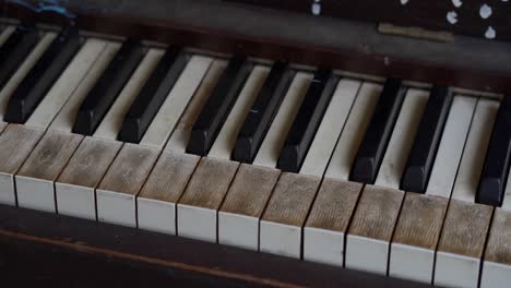 old piano keys in slow motion