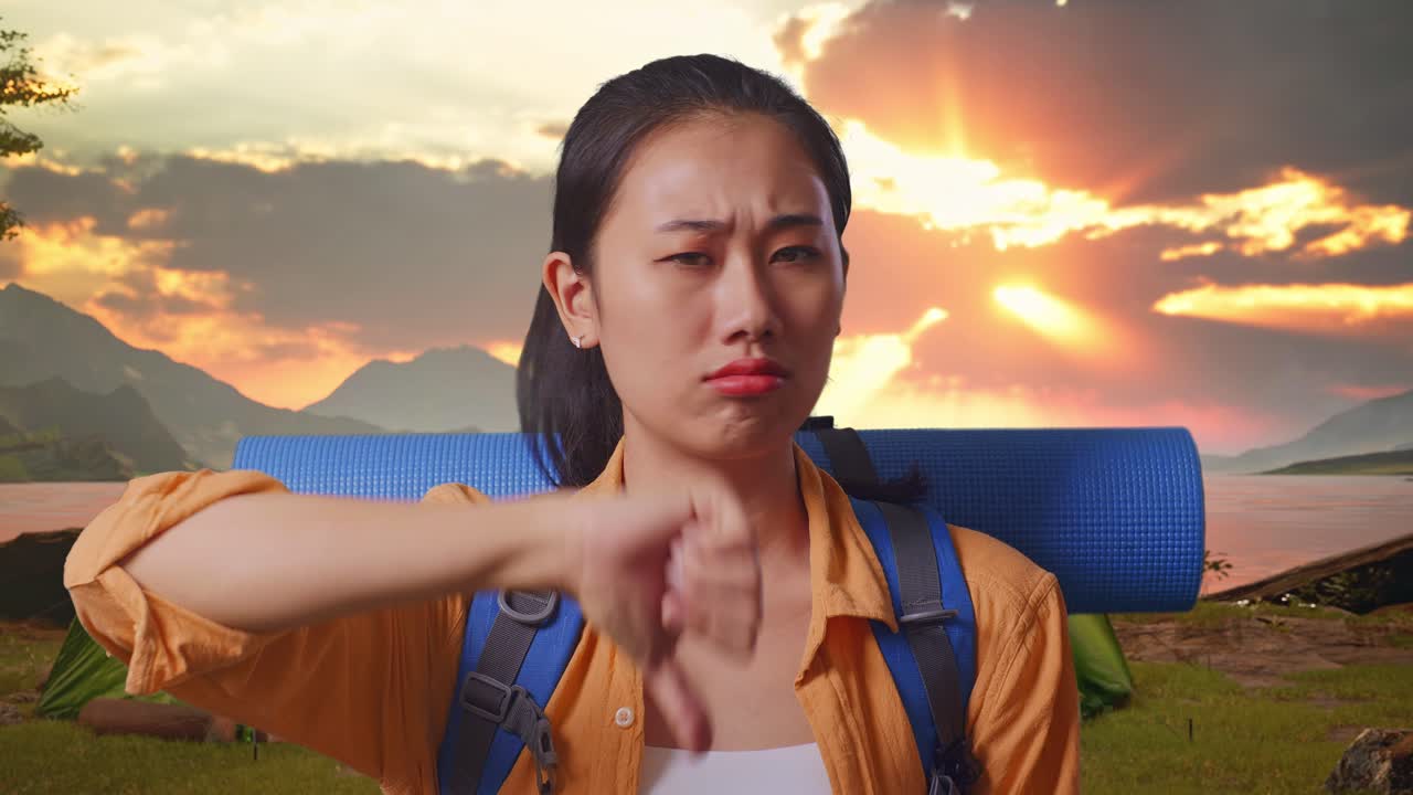 Disappointed Tourist at Sunset