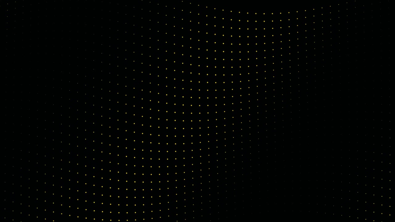 Abstract Golden Dots Moving in Wavy Pattern on Black Background
