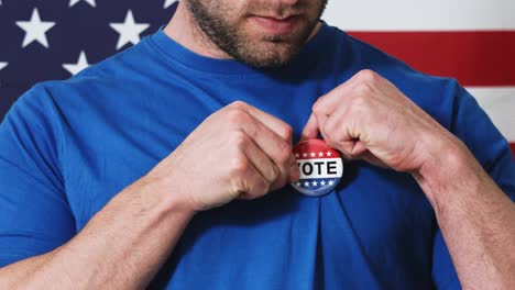 presidential election button on a man