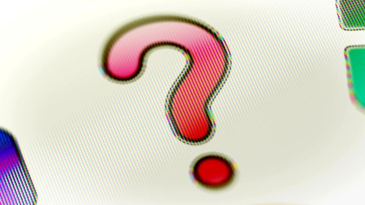 Question mark on the screen. Looping.