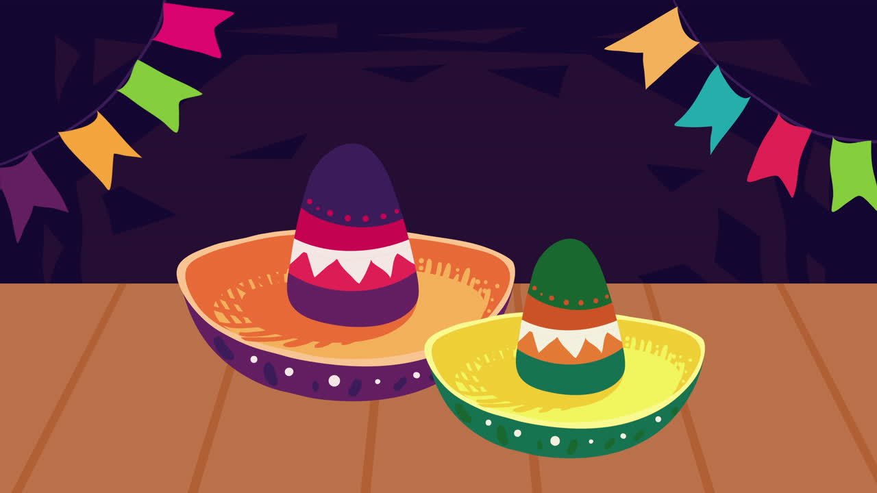 cultura mexicana sombreros mariachi animación