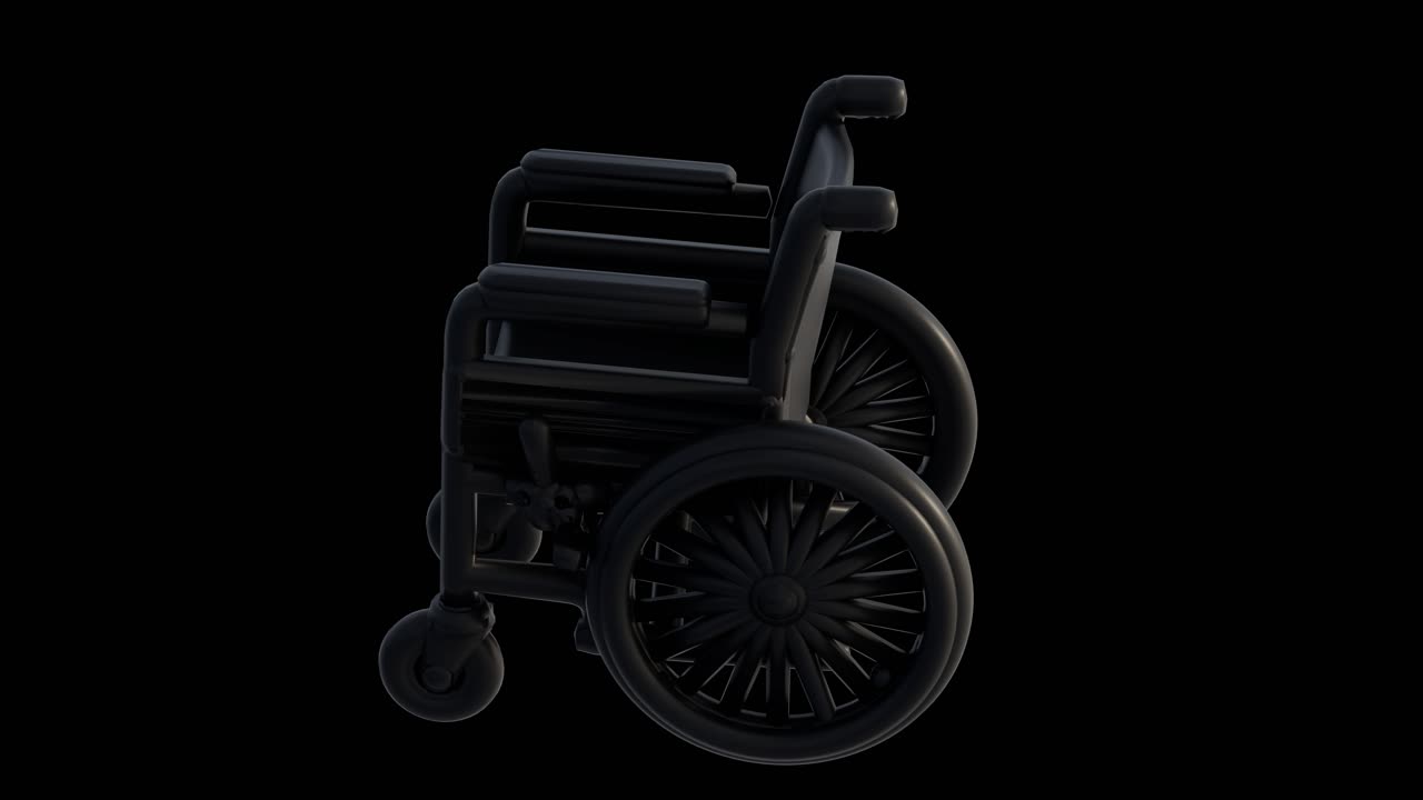 3D cartoon Wheelchair Icon Render isolated