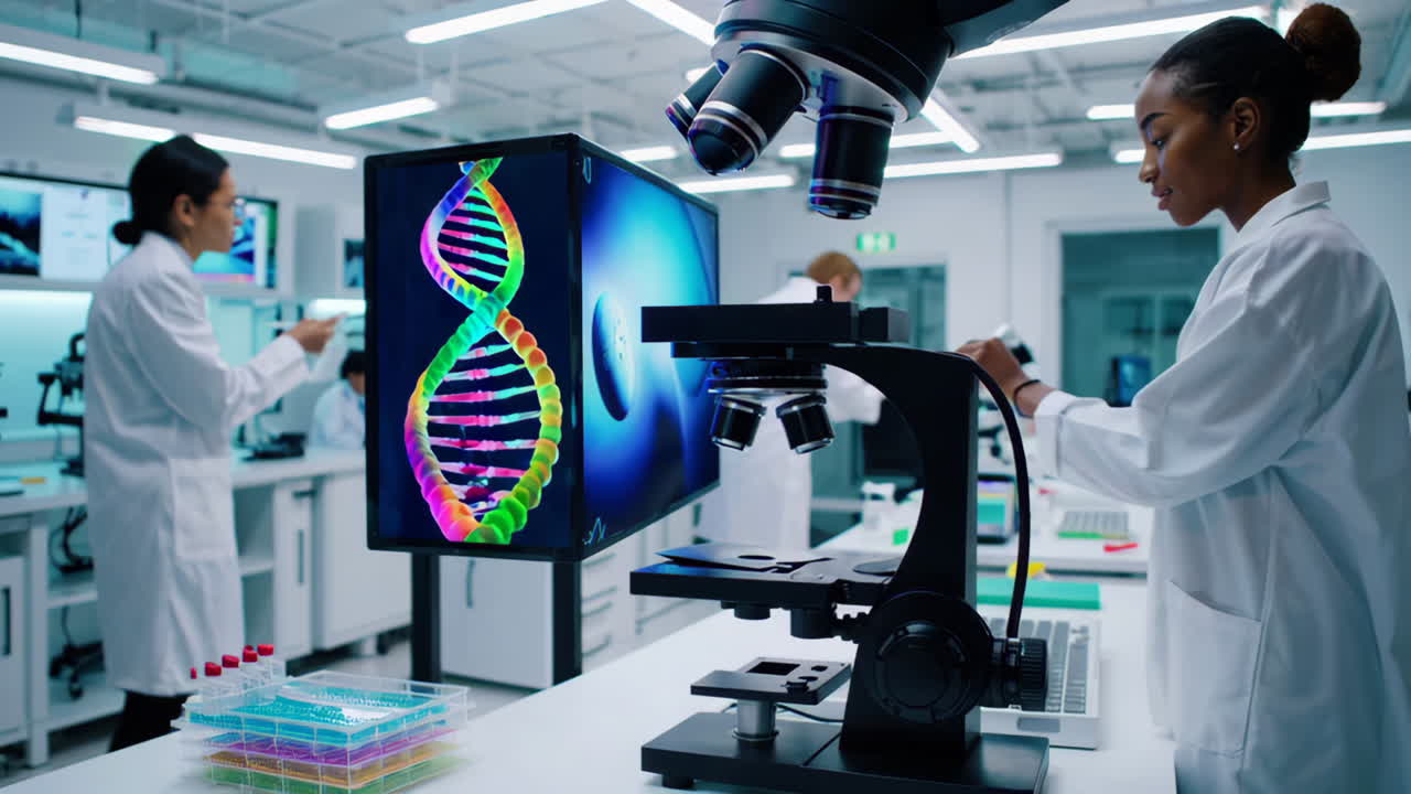 científicos en un laboratorio moderno