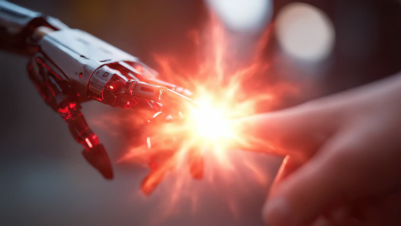 Human and robot finger touching softly