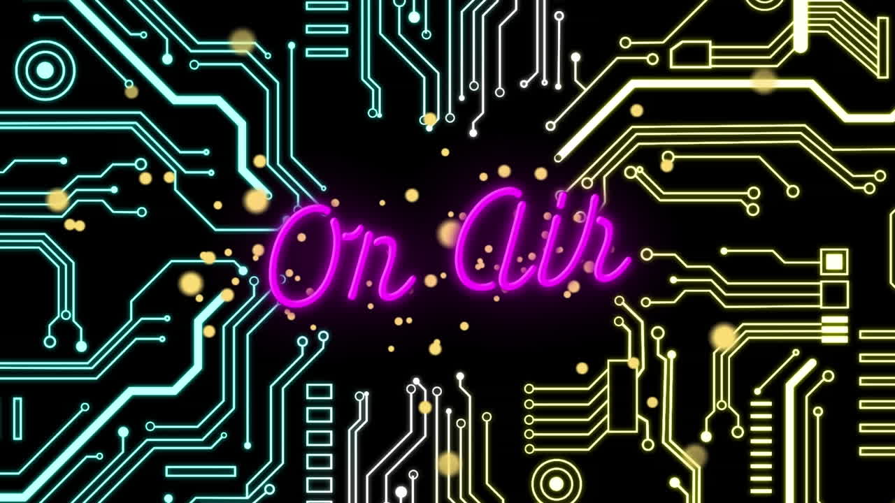 animación de texto de neón en el aire a través de una red de conexiones