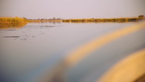 Boating-in-the-Okavango-Delta,-Botswana