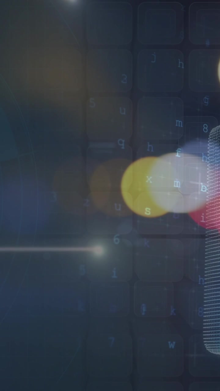 Animation of blurred traffic lights over digital padlock and dark space